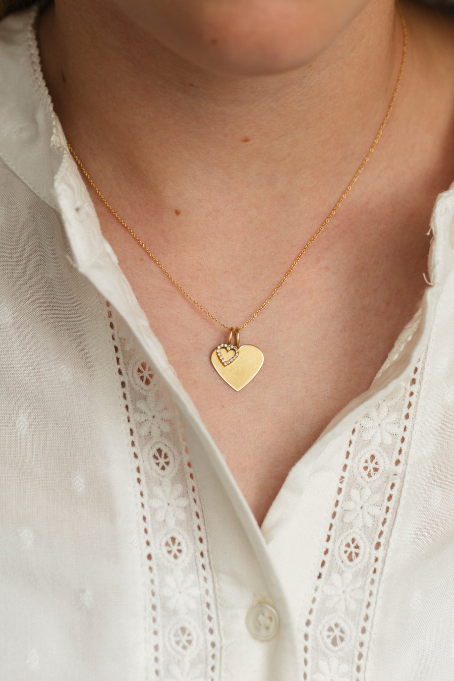 Astrid Heart Necklace, 18k Yellow Gold / White Gold