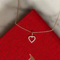 Astrid Heart Necklace, 18k Yellow Gold / White Gold